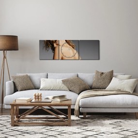 Obraz kąpiącej się kobiety (z zegarem) (90x30 cm)
