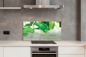 Szklany Panel Krople Deszczu na Liściach