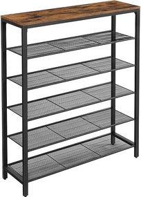 Regał na buty 100x30x110 cm czarny vintage brąz