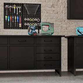 Duży stół garażowy z szafkami i szufladami Henry All Black czarny