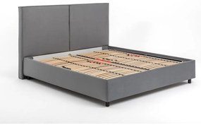 Szare tapicerowane łóżko dwuosobowe ze schowkiem i stelażem 160x200 cm Myra Bold – Bonami Selection