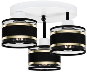 Lampa sufitowa biała trzypunktowa z czarnymi abażurami T-3030WE-SCSCSC