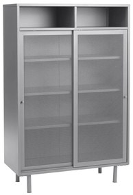 Szara metalowa szafka z drzwiami przesuwnymi 90x140x40 cm Veep – Unique Furniture