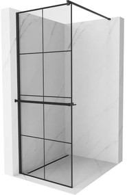 Mexen Kioto+ ścianka prysznicowa z półką Walk-in 90 x 200 cm, czarny wzór, czarna - 800-090-121-70-77