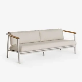 Sofa Ogrodowa Yervin 3-osobowa Z Aluminium I Tkaniny Bouclé Bouclé Kolory Naturalne - Sklum