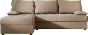 Rozkładana narożna sofa VENORIA SLIM 200x143 cm, beżowa, uniwersalna + 2 poduszki GRATIS