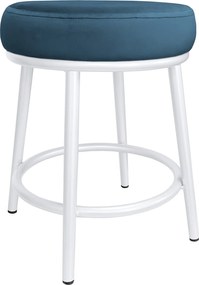 Taboret Ben tkanina Welur stelaż metalowy STOŁEK LOFT : Kolor Stelaża - Biały, Kolor tkaniny - VELVET - MG33, Typ tkaniny - Velvet
