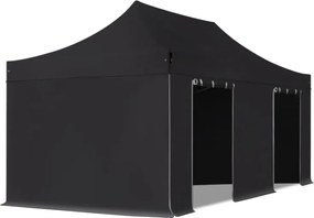TOOLPORT 3x6 m Namiot Ekspresowy, PREMIUM Stal 40mm, ze ścianami bocznymi, bez okien, czarny - (600065)