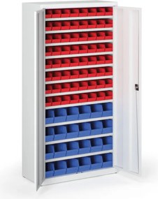 Szafa z plastikowymi pojemnikami BASIC - 1800 x 400 x 920 mm, 64x A, 24x B, szary