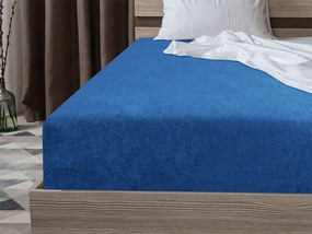 PrzytulneMieszkanie.pl Prześcieradło frotte EXCLUSIVE ciemnoniebieskie 90 x 200 cm