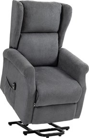 HOMCOM Fotel relaksacyjny z funkcją leżenia i pomocą przy wstawaniu do 200kg ciemnoszary 72,5x94x109cm | Aosom PL
