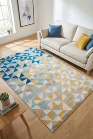 Szaro-granatowy dywan dziecięcy w trójkąty T8-C34