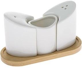 Porcelanowa solniczka i pieprzniczka z podstawkąSkrzydła