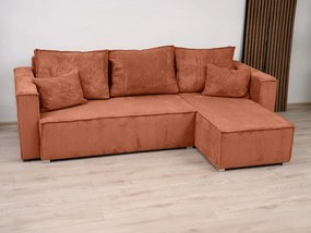 Rozkładana narożna sofa SMART COSARO terakotowa, dwustronna + 2 poduszki GRATIS