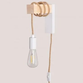 Lampa Ścienna Z Żelaza Tina Biały - Brąz Drewna - Sklum