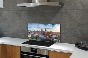 Panel szklany do Kuchni Panorama z Widokiem na Kościół Mariacki