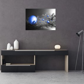 Obraz na szkle - ciemnoniebieskie kule (70x50 cm)