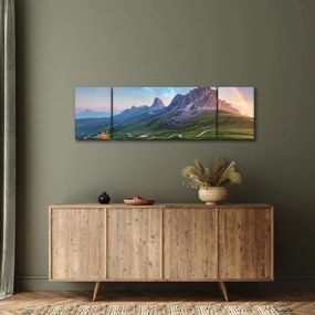 Obraz tęczy nad skałami (170x50 cm)