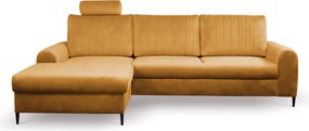 Masseno Narożnik VERONA z funkcją spania i pojemnikiem na pościel Narozniki L, Rozkładana sofa - Żółty, VELLUTO MUSTARD 8