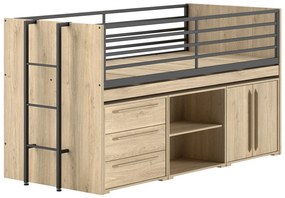 Podwyższone łóżko dziecięce ze schowkiem i stelażem 90x200 cm Sam – Vipack