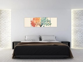Obraz – Podwójne drzewo z motylem (170x50 cm)