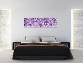 Obraz - Fioletowe liście w gipsie (170x50 cm)
