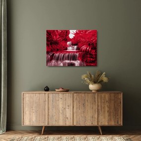 Obraz na szkle - Indonezyjskie wodospady w kolorze czerwonym (70x50 cm)