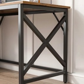 Biurko komputerowe industrialne stolik rustykalny brąz metalowa rama loft