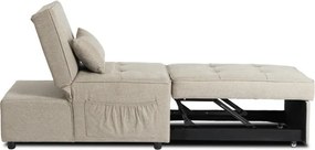 Fotel Wypoczynkowy Rozkładany IBERIS 67 cm Beżowy Tapicerowany Nowoczesny