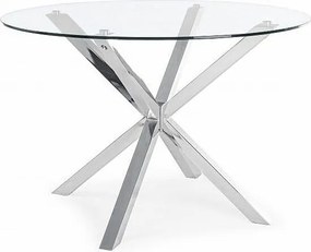 Okrągły szklany stół ze stalową nogą o średnicy 114 cm - MAY