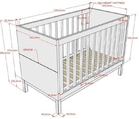 Białe łóżeczko z litego drewna sosnowego 60x120 cm Eva – Vipack