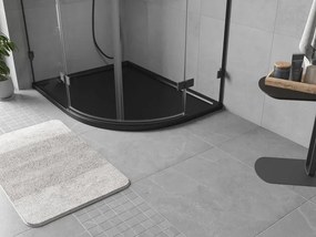 Mexen Flow brodzik półokrągły asymetryczny slim lewy 90 x 80 cm, czarny mat - 46Q708090L
