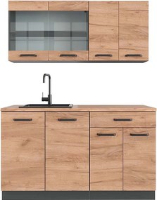 Pojedyncza kuchnia złoty dąb power/antracyt 140x60x81.6 r-line