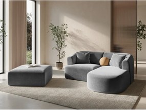 Jasnoszary aksamitny narożnik (prawostronny/z szezlongiem) Campi – Cosmopolitan Design