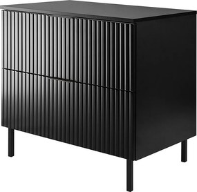 Szafka pod umywalkę, czarna, 80 x 77 x 46 cm, uchwyt czarny, nogi czarne + blat