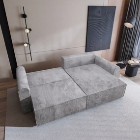 Masseno Narożnik FIANO z funkcją spania i pojemnikiem na pościel Narozniki L, Rozkładana sofa - Jasnoszary, POSO 55