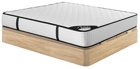 Zestaw 180 x 200 cm: stelaż skrzyniowy w jasnym naturalnym kolorze + materac z 7-strefowymi sprężynami kieszeniowymi i pianką memory o grubości 22 cm – LUREAN od YSMÉE