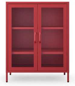 Witryna przeszklona niska czerwona: Modern GINA, 800 x 1015 x 400 mm