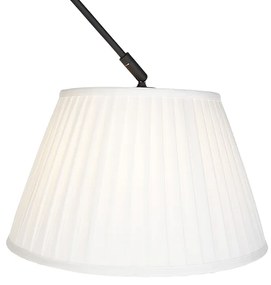 Lampa wisząca regulowana czarna klosz plisowany kremowy 35cm - Blitz I klasyczny/Antyczny Oswietlenie wewnetrzne