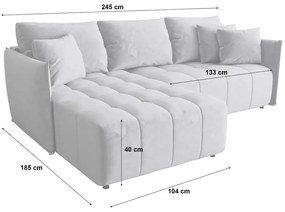 Błękitna welurowa sofa w kształcie litery L M7-M49