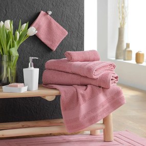 Różowy bawełniany ręcznik kąpielowy frotte 70x130 cm Tendresse – douceur d'intérieur