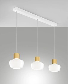 Lampa wisząca LED Kino 36W 3900lm 3000K, ściemnialna, metalowa rama i białe szkło borokrzemianowe - IP20, klasa 1