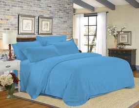 PrzytulneMieszkanie.pl PrzytulneMieszkanie.pl Hotelowa pościel z mikrofibry JASMINE PURE jasnoniebieska - pasek 1 cm Rozmiar pościeli: 70 x 90 cm | 140 x 200 cm