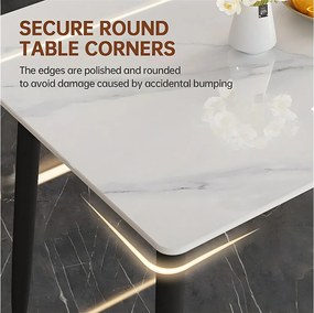 Stół jadalny prostokątny dla 6 osób - stół kuchenny z efektem marmuru 120x70cm