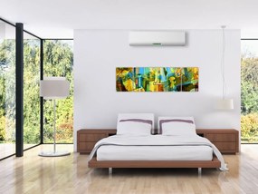Obraz - Architektura, abstrakcja kubistyczna (170x50 cm)