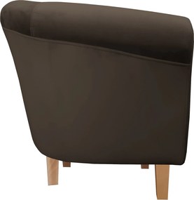 Fotel Milo tkanina Welur wygodny fotel tapicerowany do salonu i sypialni : Kolor nogi - Drewno, Kolor tkaniny - VELVET - MG05, Wysokość nogi - 15 cm