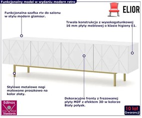 Biała frezowana szafka rtv w stylu glamour - Mardis 4X