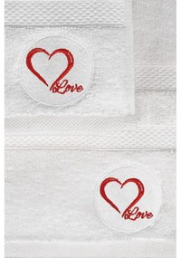 Biały bawełniany ręcznik kąpielowy frotte 70x140 cm Love – Foutastic