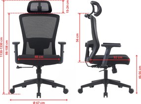 Fotel biurowy siatkowy Olimpus z regulowanym lędźwiem, zgodny z normą BHP