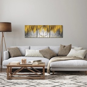 Obraz - Złote linie (z zegarem) (90x30 cm)